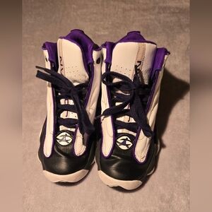 Kids Purple and Black High-Top JORDANS